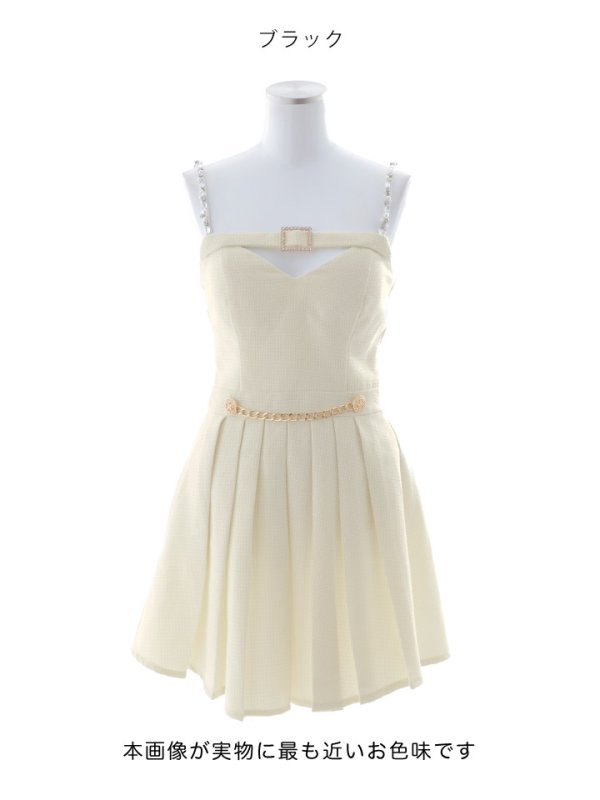 画像12: プリーツキャミドレス/ベルト/ビジュー/谷間見せ/ミニドレス/キャバドレス【XS-Mサイズ/1カラー】[OF04] 【SB】dzk (12)