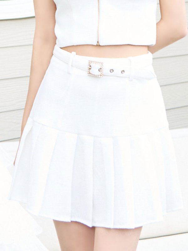 画像5: ローライズスカートセットアップ/プリーツスカート/キャミ/谷間見せ/背中見せ/キャバドレス【XS-Mサイズ/1カラー】[HC02] 【SB】dzk (5)