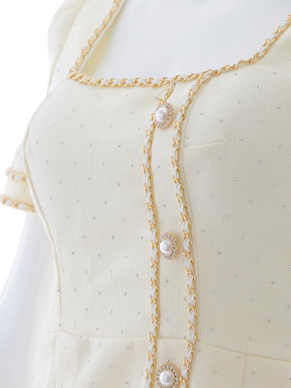 画像21: スクエアネックプリーツツイードドレス/キャバドレス【S-XLサイズ/1カラー】[OF01A] 【SB】dzw (21)