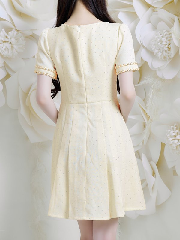 画像6: スクエアネックプリーツツイードドレス/キャバドレス【S-XLサイズ/1カラー】[OF01A] 【SB】dzw (6)