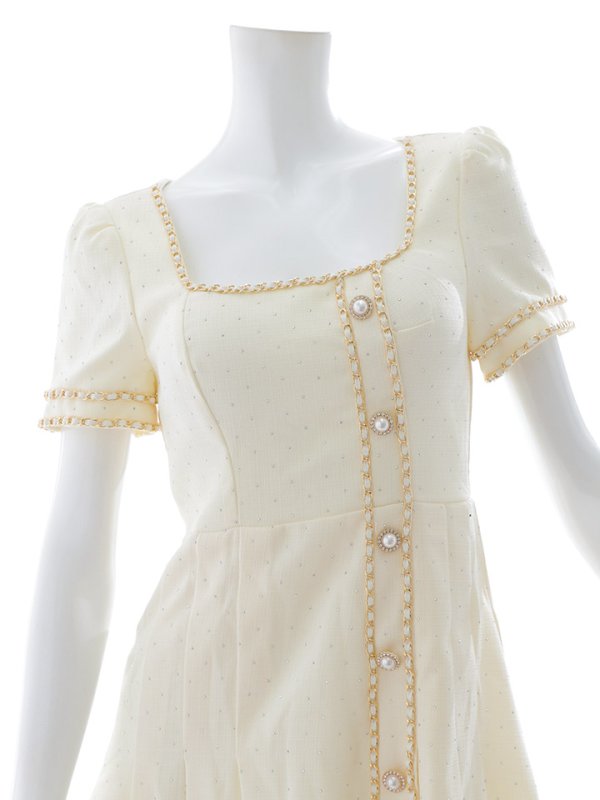 画像19: スクエアネックプリーツツイードドレス/キャバドレス【S-XLサイズ/1カラー】[OF01A] 【SB】dzw (19)