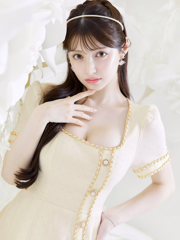 画像10: スクエアネックプリーツツイードドレス/キャバドレス【S-XLサイズ/1カラー】[OF01A] 【SB】dzw (10)