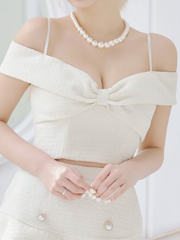 画像4: リボンオフショルマーメイドセットアップミニドレス/キャバドレス【XS-Lサイズ/1カラー】[HC02] 【SB】dzw (4)