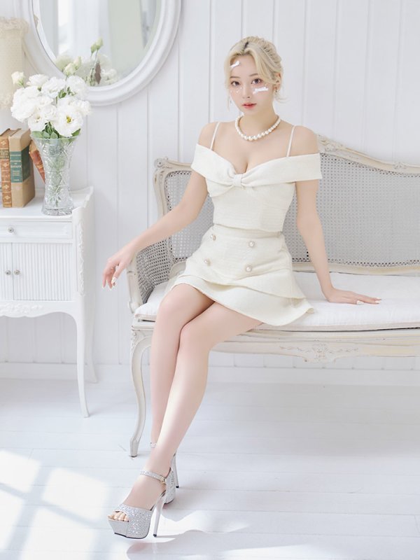 画像8: リボンオフショルマーメイドセットアップミニドレス/キャバドレス【XS-Lサイズ/1カラー】[HC02] 【SB】dzw (8)