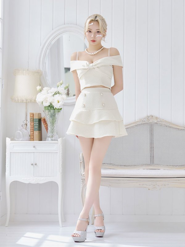 画像9: リボンオフショルマーメイドセットアップミニドレス/キャバドレス【XS-Lサイズ/1カラー】[HC02] 【SB】dzw (9)