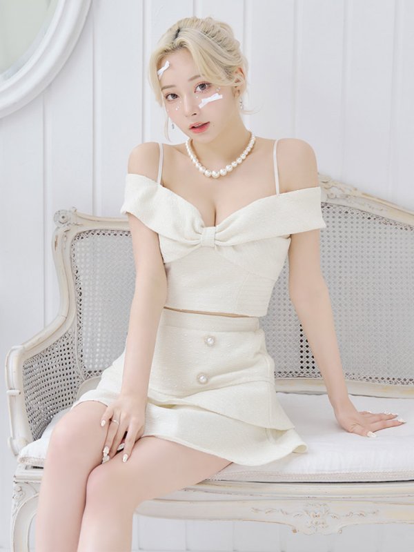 画像10: リボンオフショルマーメイドセットアップミニドレス/キャバドレス【XS-Lサイズ/1カラー】[HC02] 【SB】dzw (10)