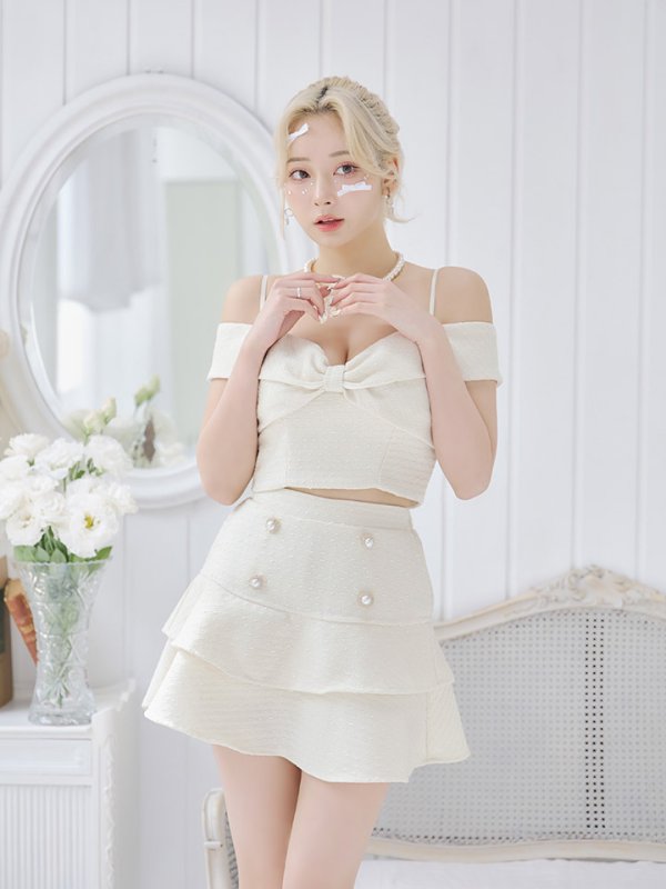 画像12: リボンオフショルマーメイドセットアップミニドレス/キャバドレス【XS-Lサイズ/1カラー】[HC02] 【SB】dzw (12)