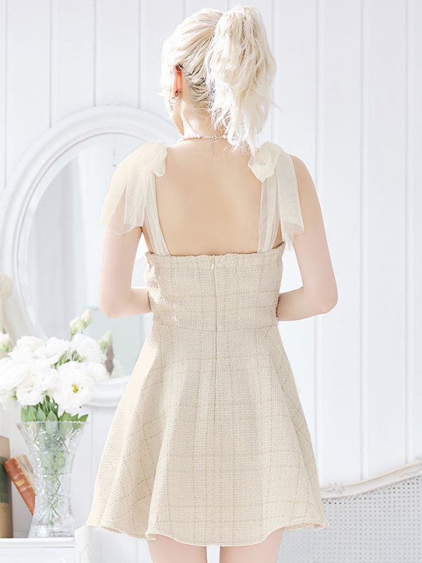 画像6: リボンショルダーワンピース/ノースリーブ/谷間見せ/背中見せ/ミニドレス/キャバドレス【XS-Mサイズ/1カラー】[HC02] 【SB】dzj (6)