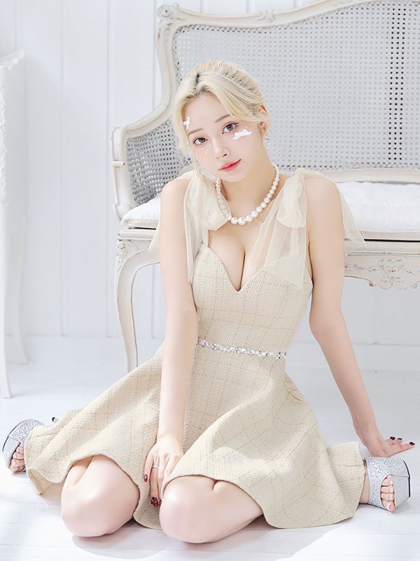 画像8: リボンショルダーワンピース/ノースリーブ/谷間見せ/背中見せ/ミニドレス/キャバドレス【XS-Mサイズ/1カラー】[HC02] 【SB】dzj (8)