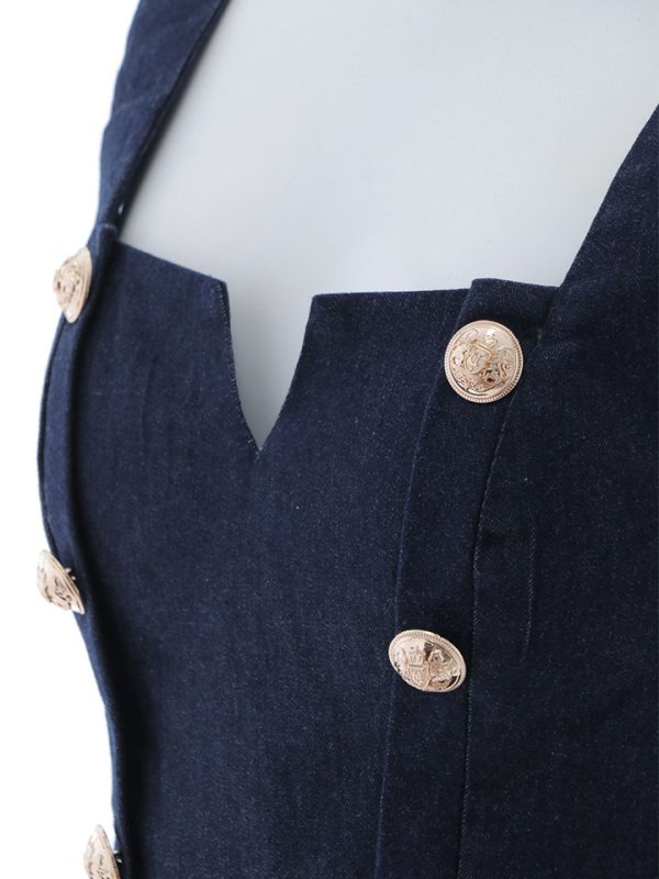 画像18: Lサイズ登場!タイトデニムドレス/ノースリーブ/カジュアル/ボタン/ミニドレス/キャバドレス【XS-Lサイズ/1カラー】[HC02-X] 【SB】dzj (18)