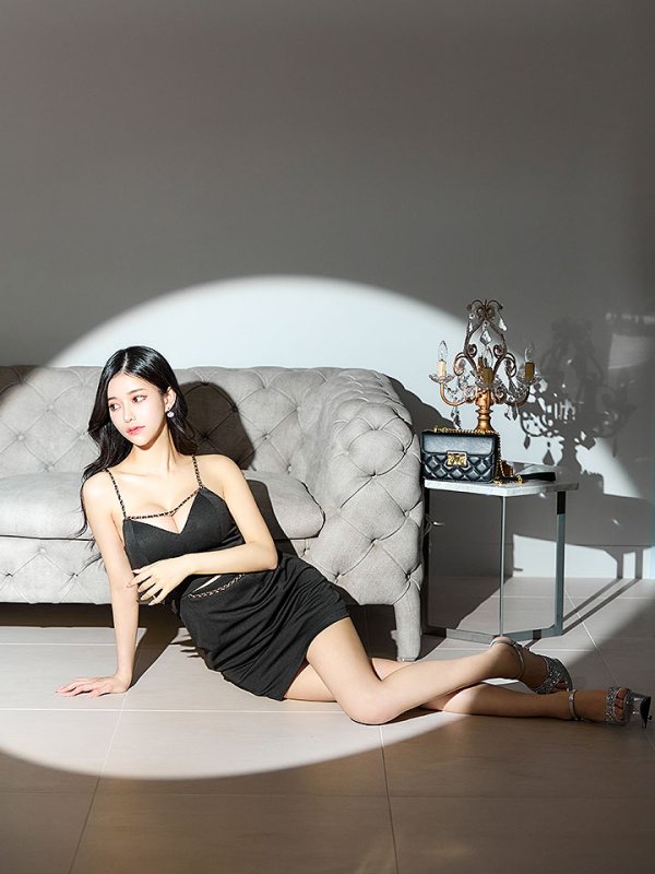 画像13: ウエストカットキャミソールドレス/チェーン/谷間見せ/背中見せ/透け感/ミニドレス/キャバドレス【XS-Lサイズ/3カラー】[HC02-X] 【SB】dzj (13)