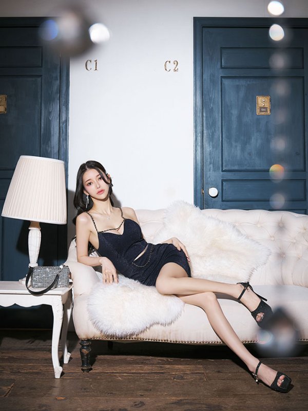 画像19: ウエストカットキャミソールドレス/チェーン/谷間見せ/背中見せ/透け感/ミニドレス/キャバドレス【XS-Lサイズ/3カラー】[HC02-X] 【SB】dzj (19)