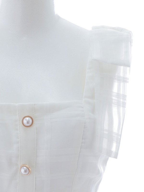 画像21: 【sifeel/シフィール】チュールレイヤードワンピース/ノースリーブ/リボン/パールボタン/谷間見せ/背中見せ/ミディアムドレス/キャバドレス【S-Mサイズ/2カラー】[HC02] 【SB】 (21)