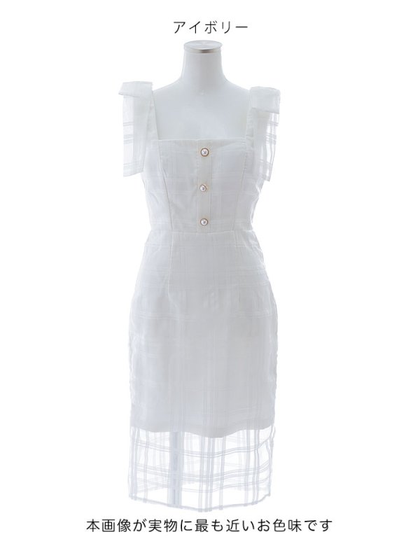 画像18: 【sifeel/シフィール】チュールレイヤードワンピース/ノースリーブ/リボン/パールボタン/谷間見せ/背中見せ/ミディアムドレス/キャバドレス【S-Mサイズ/2カラー】[HC02] 【SB】 (18)