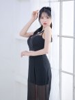 画像17: シースルーノースリーブドレス/チュール/ビジュー/パール/谷間見せ/背中見せ/ロングドレス/キャバドレス【S-Lサイズ/1カラー】[OF04] 【SB】dzj (17)