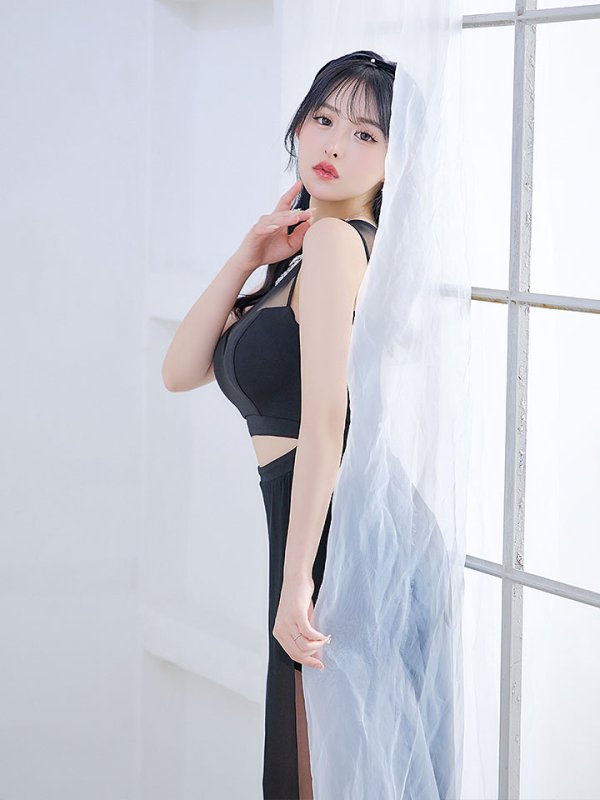 画像11: シースルーノースリーブドレス/チュール/ビジュー/パール/谷間見せ/背中見せ/ロングドレス/キャバドレス【S-Lサイズ/1カラー】[HC02] 【SB】dzj (11)