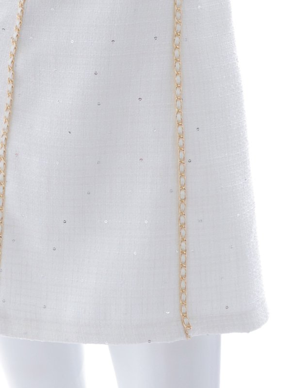 画像15: 新サイズ登場!チェーンツイードドレス/胸元隠し/背中隠し/Aライン/スパンコール/ミニドレス/キャバドレス/ワンピース【XS-Lサイズ/1カラー】[HC02] (15)