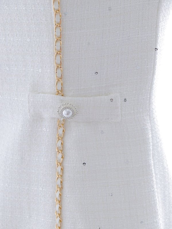 画像16: 新サイズ登場!チェーンツイードドレス/胸元隠し/背中隠し/Aライン/スパンコール/ミニドレス/キャバドレス/ワンピース【XS-Lサイズ/1カラー】[HC02] (16)