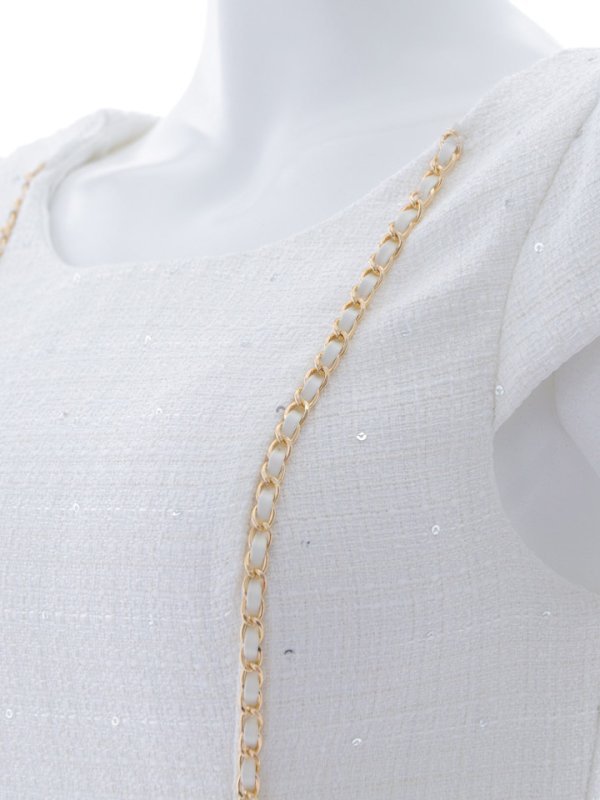 画像14: 新サイズ登場!チェーンツイードドレス/胸元隠し/背中隠し/Aライン/スパンコール/ミニドレス/キャバドレス/ワンピース【XS-Lサイズ/1カラー】[HC02] (14)