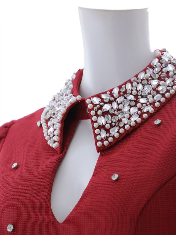 画像36: 【送料無料!】ビジューミニドレス/パール/襟/半袖/谷間見せ/背中隠し/ミニドレス/キャバドレス【XS-XLサイズ/4カラー】[OF01A-X] 【SB】dzw (36)