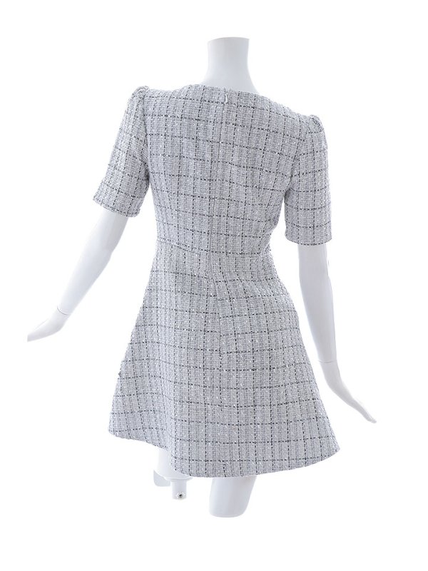 画像14: 新サイズ登場!ツイードワンピースドレス/チェック柄/デザインバックル/Aライン/谷間見せ/背中隠し/ミニドレス/キャバドレス【XS-Lサイズ/1カラー】[OF01A] 【SB】dzws (14)