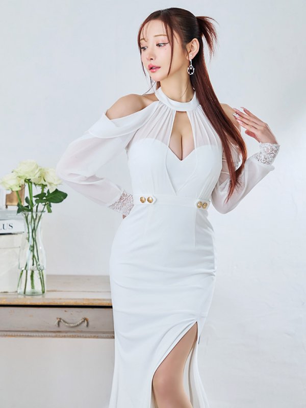 画像6: オフショルシアーロングドレス/キャバドレス【S-Lサイズ/4カラー】[HC02] 【YN】dzw (6)