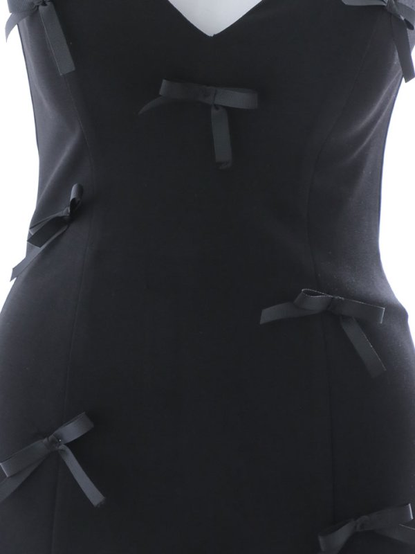 画像17: リボンショルダーワンピースドレス/ノールリーブ/リボン/谷間見せ/背中見せ/ミニドレス/キャバドレス【XS-Mサイズ/1カラー】[HC02-U] 【SB】dzw (17)