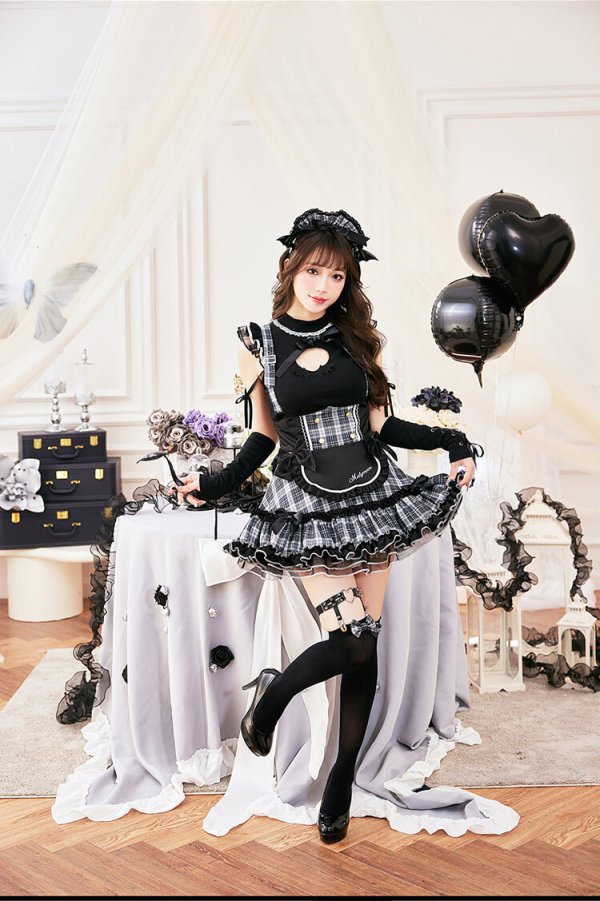 画像8: 【送料無料！】【ハロウィン】ガーリーロックサキュバスメイド【コスプレ11点SET】【Fサイズ】[OF03]モデル着用 (8)