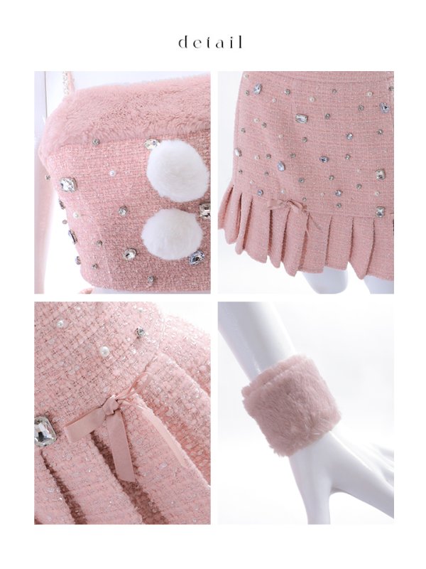 画像32: 【ノベルティ対象】【即日発送！】【サンタコス 4点セット】【XS-Lサイズ/1カラー】チェックセットアップビジューサンタコスプレ[YMT] (32)