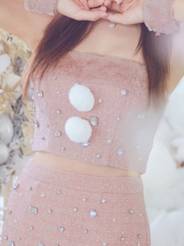 画像10: 【ノベルティ対象】【即日発送！】【サンタコス 4点セット】【XS-Lサイズ/1カラー】チェックセットアップビジューサンタコスプレ[YMT] (10)