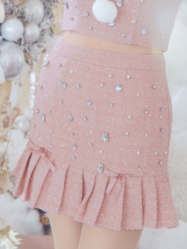 画像11: 【ノベルティ対象】【即日発送！】【サンタコス 4点セット】【XS-Lサイズ/1カラー】チェックセットアップビジューサンタコスプレ[YMT] (11)