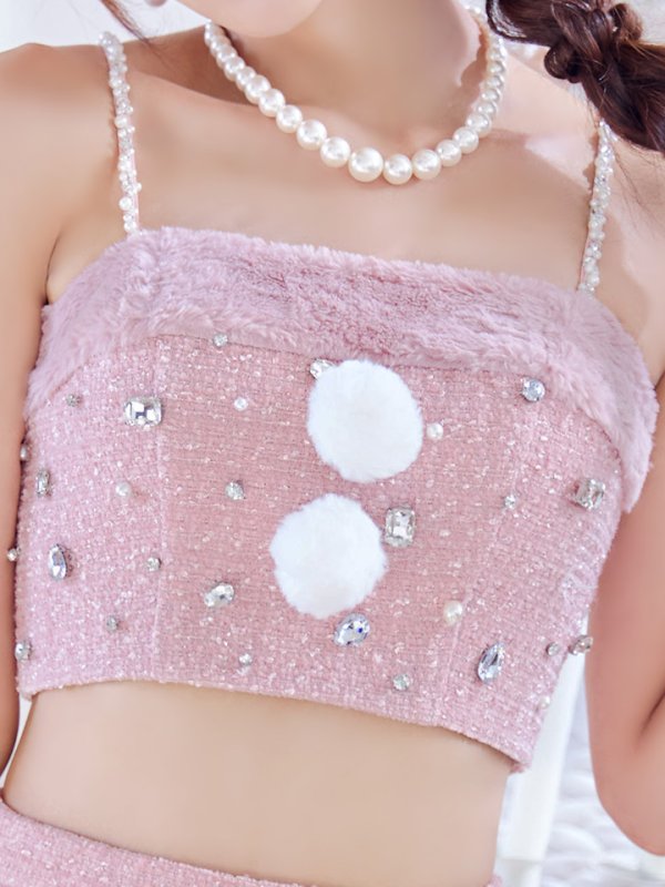 画像9: 【ノベルティ対象】【即日発送！】【サンタコス 4点セット】【XS-Lサイズ/1カラー】チェックセットアップビジューサンタコスプレ[YMT] (9)