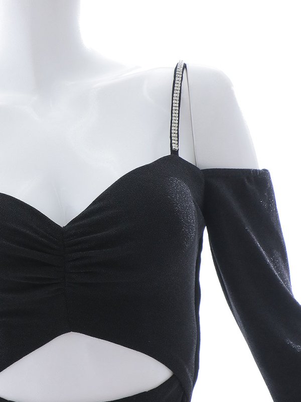 画像15: SALE!グリッターラメドレス/キャミソール/ビジュー/ウエストカット/スリット/谷間見せ/背中見せ/ミニドレス/キャバドレス【XS-Lサイズ/1カラー】[OF01A]【SB】dzjv (15)