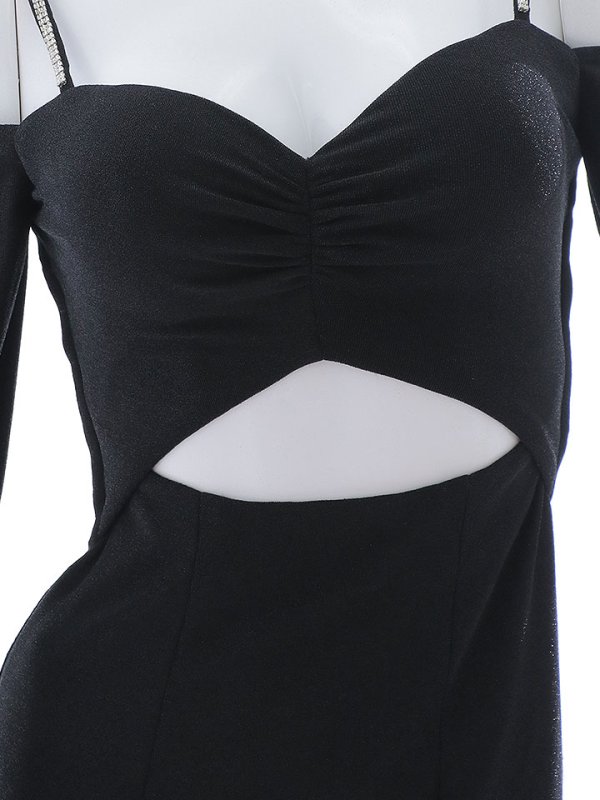 画像17: SALE!グリッターラメドレス/キャミソール/ビジュー/ウエストカット/スリット/谷間見せ/背中見せ/ミニドレス/キャバドレス【XS-Lサイズ/1カラー】[OF01A]【SB】dzjv (17)