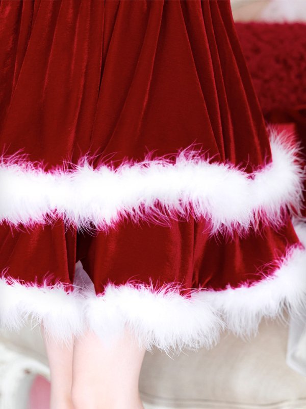 画像14: 【即日発送】【サンタコス 4点セット】【XS-Lサイズ/1カラー】二段フリルボリュームフレアサンタ[YMT] (14)