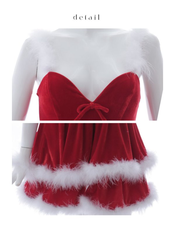 画像16: 【即日発送】【サンタコス 4点セット】【XS-Lサイズ/1カラー】二段フリルボリュームフレアサンタ[YMT] (16)