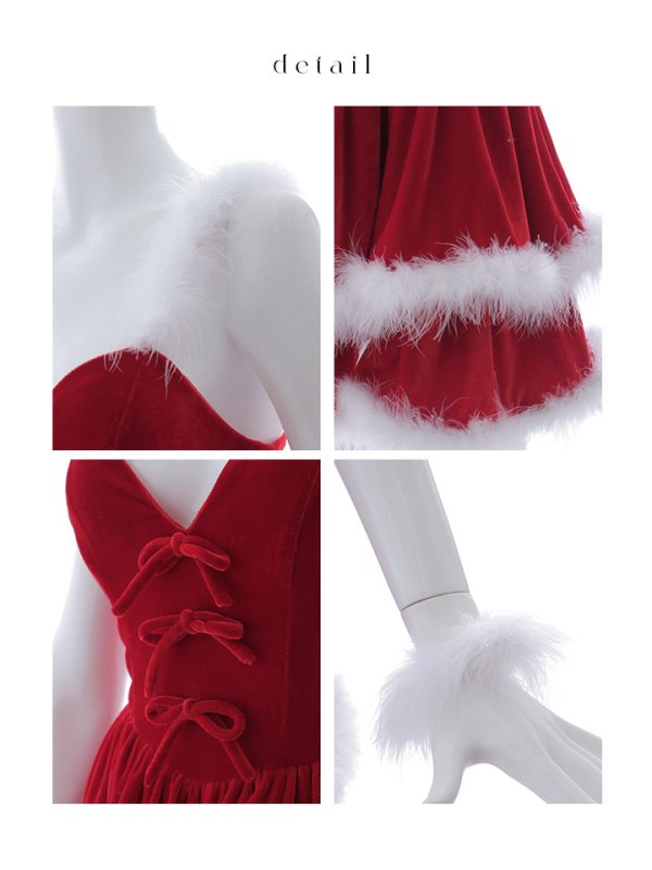 画像17: 【即日発送】【サンタコス 4点セット】【XS-Lサイズ/1カラー】二段フリルボリュームフレアサンタ[YMT] (17)