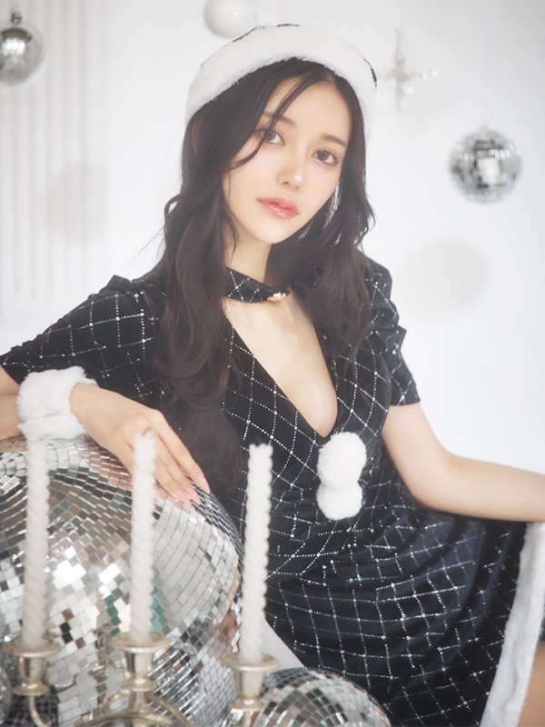 画像18: 【即日発送！】【サンタコス 4点セット】【XS-XLサイズ/2カラー】袖付きビジューベロアタイトサンタコスプレ[YMT] (18)