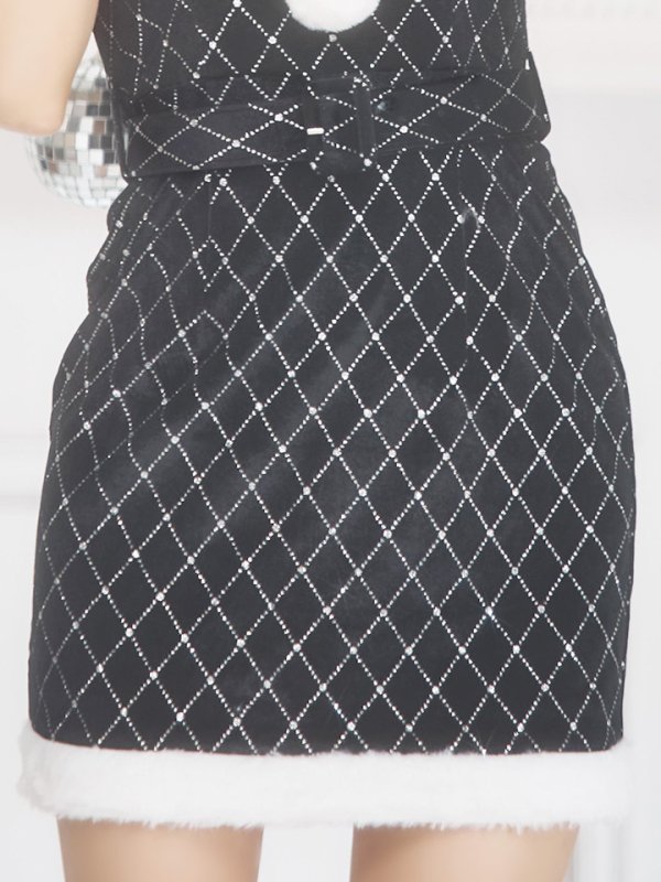 画像24: 【即日発送！】【サンタコス 4点セット】【XS-XLサイズ/2カラー】袖付きビジューベロアタイトサンタコスプレ[YMT] (24)