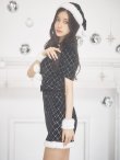 画像25: 【即日発送！】【サンタコス 4点セット】【XS-XLサイズ/2カラー】袖付きビジューベロアタイトサンタコスプレ[YMT] (25)