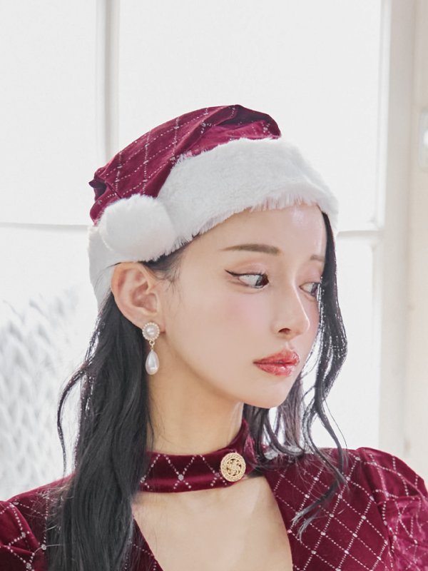 画像14: 【即日発送！】【サンタコス 4点セット】【XS-XLサイズ/2カラー】袖付きビジューベロアタイトサンタコスプレ[YMT] (14)