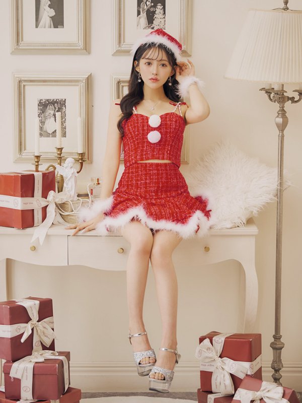 画像32: 【ノベルティ対象】【即日発送】【サンタコス 5点セット】【XS-Lサイズ/2カラー】セットアップフレアミニサンタ[YMT] (32)