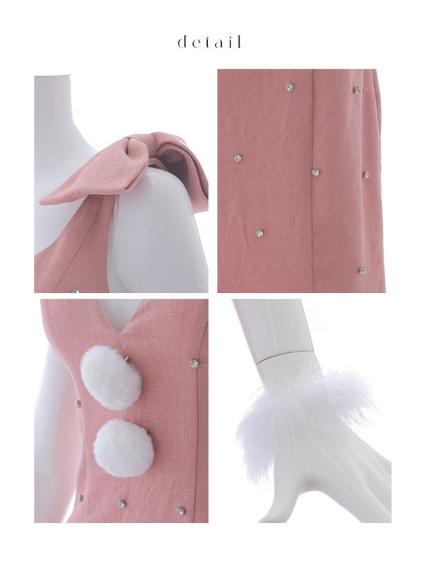 画像37: 【ノベルティ対象】【即日発送！】【サンタコス 4点セット】【XS-XLサイズ/3カラー】ショルダーリボンビジューサンタ[YMT] (37)