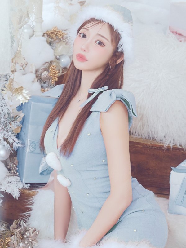 画像29: 【ノベルティ対象】【即日発送！】【サンタコス 4点セット】【XS-XLサイズ/3カラー】ショルダーリボンビジューサンタ[YMT] (29)