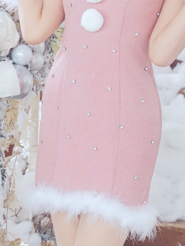 画像25: 【ノベルティ対象】【即日発送！】【サンタコス 4点セット】【XS-XLサイズ/3カラー】ショルダーリボンビジューサンタ[YMT] (25)