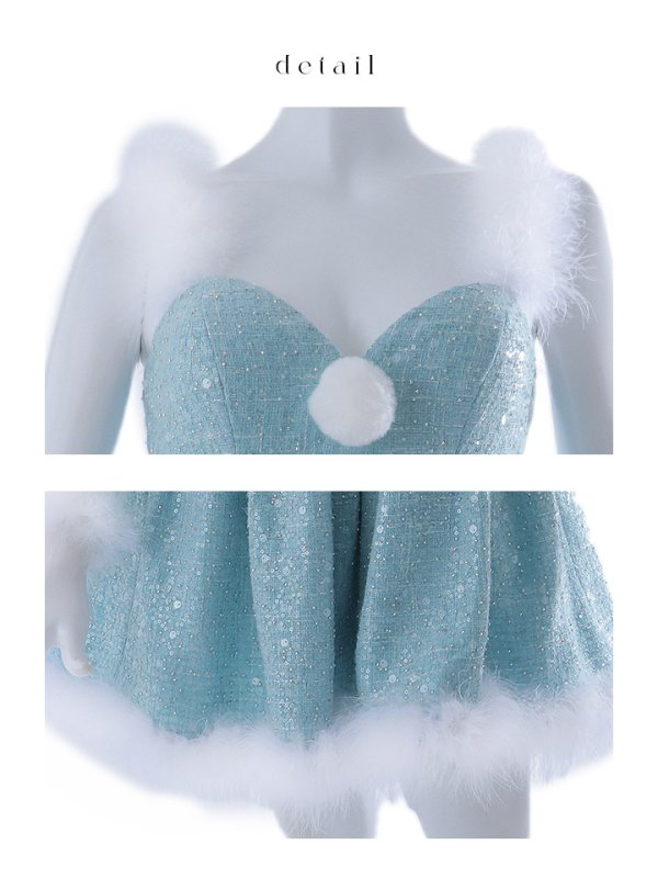 画像44: 【一部予約商品/11月中旬発送予定】【サンタコス 4点セット】【XS-XLサイズ/3カラー】ラメツイードミニワンピースサンタ[YMT] (44)