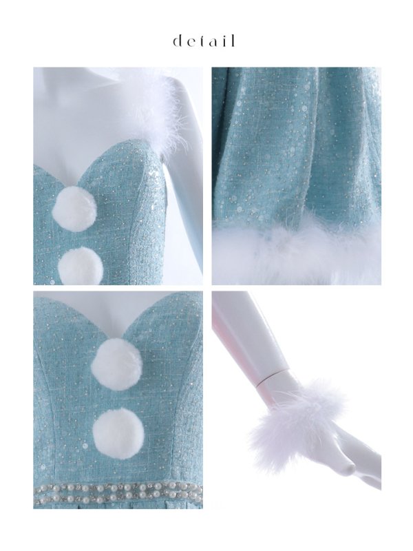 画像45: 【一部予約商品/11月中旬発送予定】【サンタコス 4点セット】【XS-XLサイズ/3カラー】ラメツイードミニワンピースサンタ[YMT] (45)