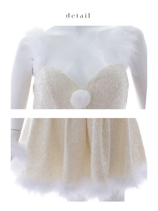 画像40: 【一部予約商品/11月中旬発送予定】【サンタコス 4点セット】【XS-XLサイズ/3カラー】ラメツイードミニワンピースサンタ[YMT] (40)