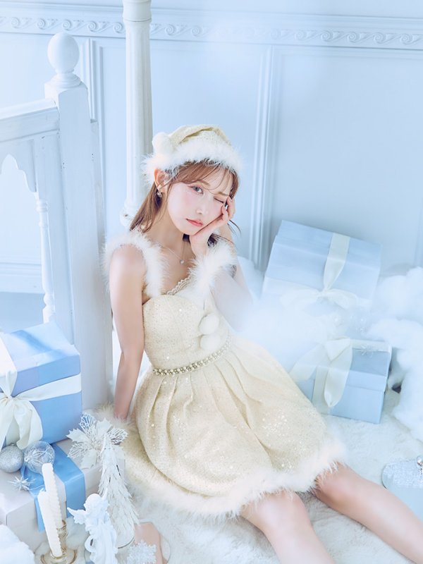 画像17: 【一部予約商品/11月中旬発送予定】【サンタコス 4点セット】【XS-XLサイズ/3カラー】ラメツイードミニワンピースサンタ[YMT] (17)