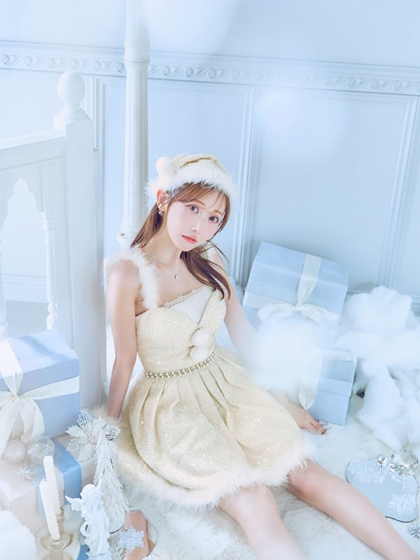 画像18: 【一部予約商品/11月中旬発送予定】【サンタコス 4点セット】【XS-XLサイズ/3カラー】ラメツイードミニワンピースサンタ[YMT] (18)